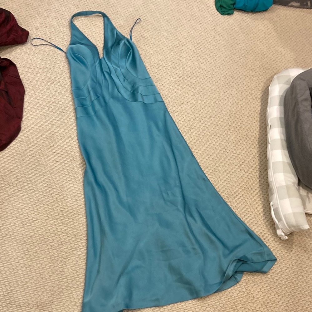 Stunning teal satin gown